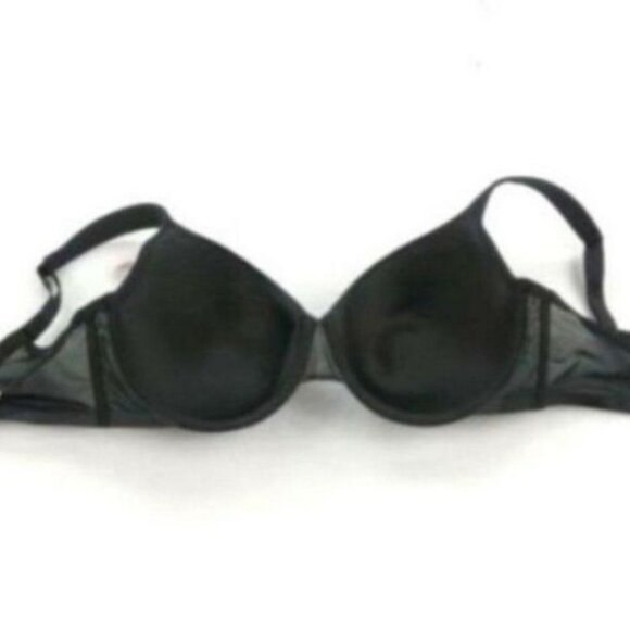 Lane Bryant Cacique Bra Smooth Satin Full Coverage Mesh U/W Size 42C Black - Picture 5 of 7